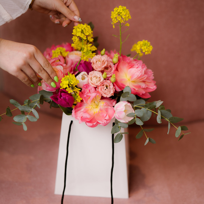 bloemen tas maat moederdag cadeau